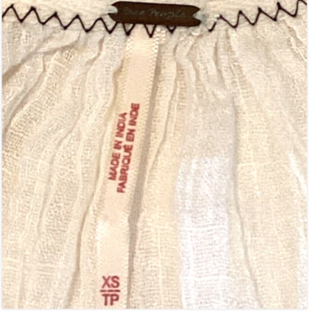 Free People Feel The Heat Gauze Tunic Top XS White &‎ Red #151V - Picture 9 of 11